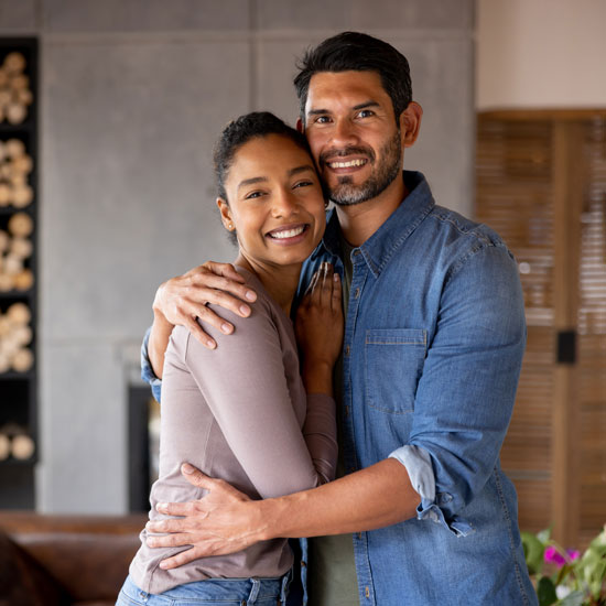 New homeowners happy inside their first house